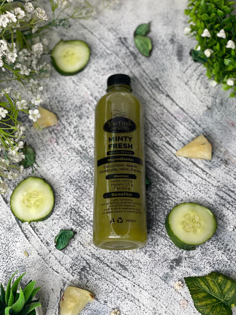 minty fresh juice(Cucumber, Apple,  Pineapple, Mint, Parsley  )