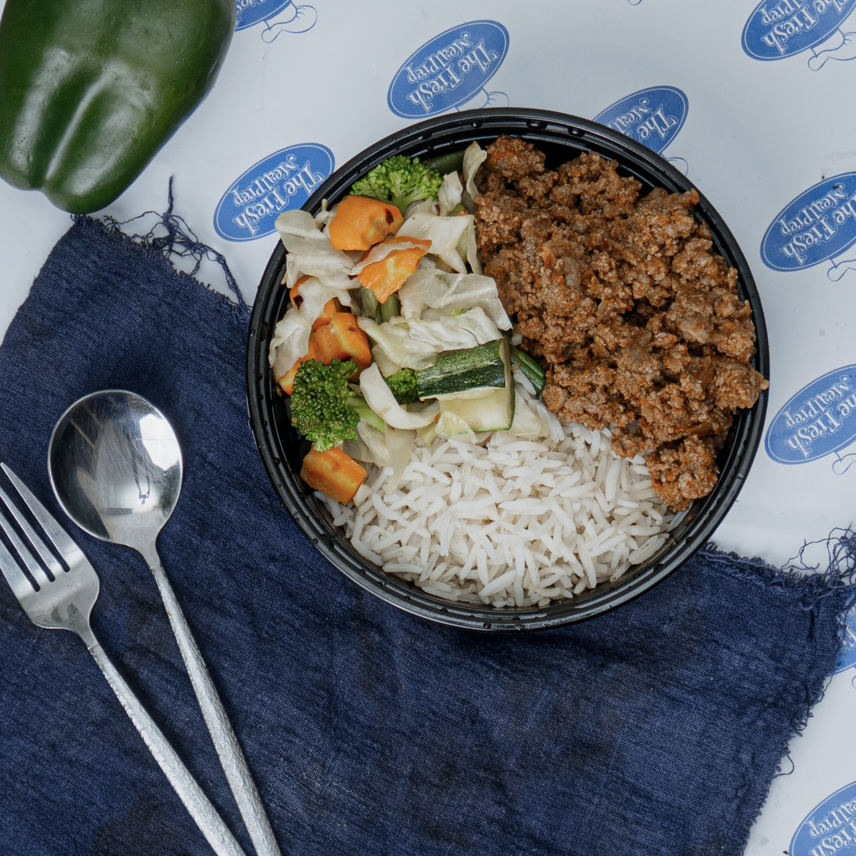 Basmati rice / lean minced beef stew / sauteed veg